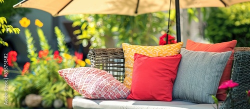 pillows on outdoor patio ch...