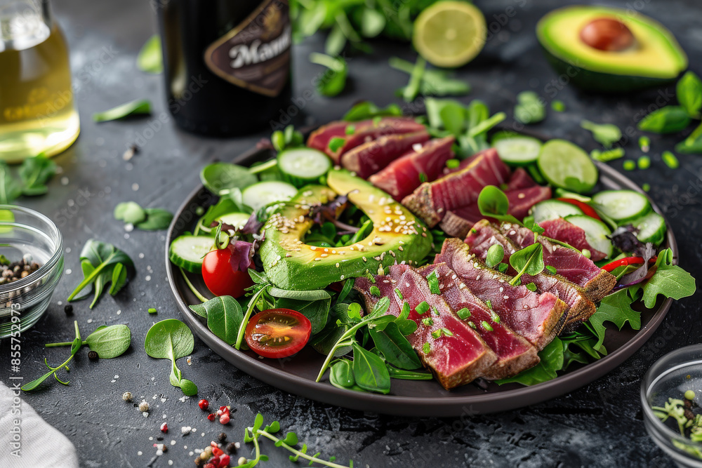 Gourmet Sushi Salad with Fresh Ingredients for Lunch Gourmet Sushi Salad with Fresh Ingredients for Lunch