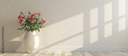 a vase with roses in the ro...