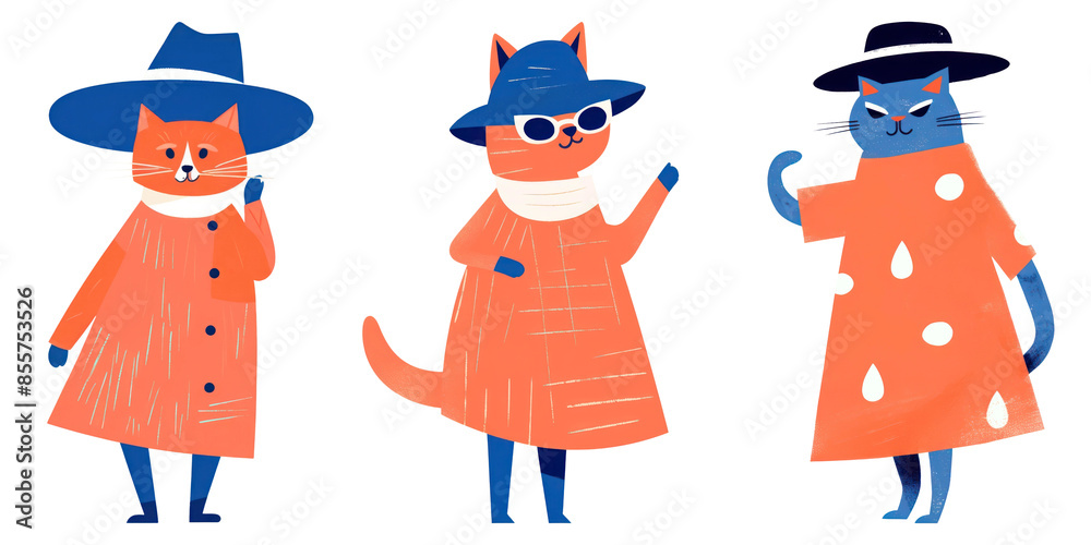 PNG cat cartoon character cut out element set PNG cat cartoon character cut out element set