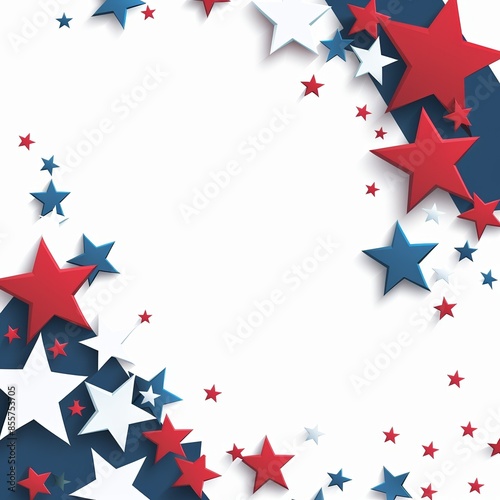 Red, white, and blue stars arranged in a festive pattern on a white background, perfect for patriotic celebrations and themed designs.