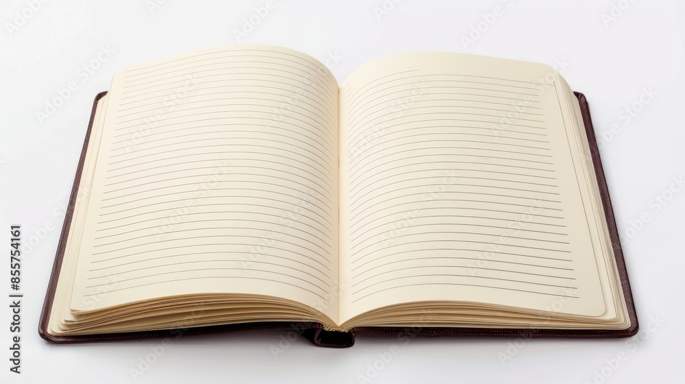 Office notebook with lined paper opened on white background Office notebook with lined paper opened on white background