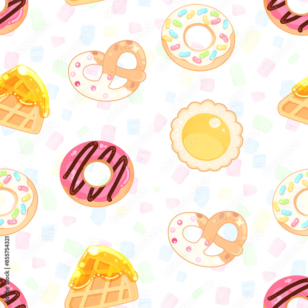 Sweet seamless pattern with rainbow confetti background, Simple Hand drawn Sweet seamless pattern with rainbow confetti background, Simple Hand drawn