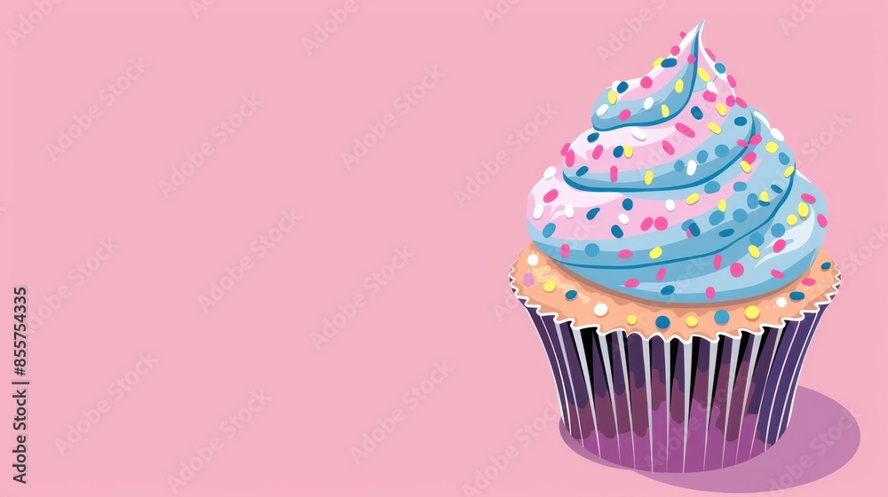Colorful Cupcake on Pink Background Colorful Cupcake on Pink Background