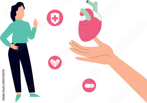 The girl is telling about the care of heart.