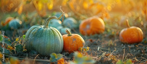 green and orange pumpkins i...