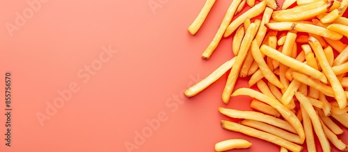 French fries on pastel back...