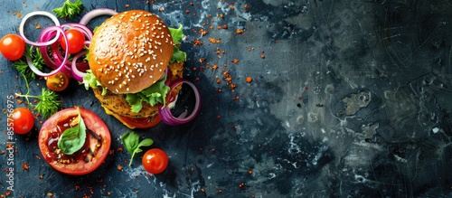 Vegan falafel burger with v...