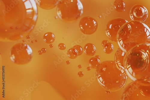 cosmetic serum hya vitamin c, collagen Liquid bubble moisturizer hydrogen on orange background 3d rendering photo