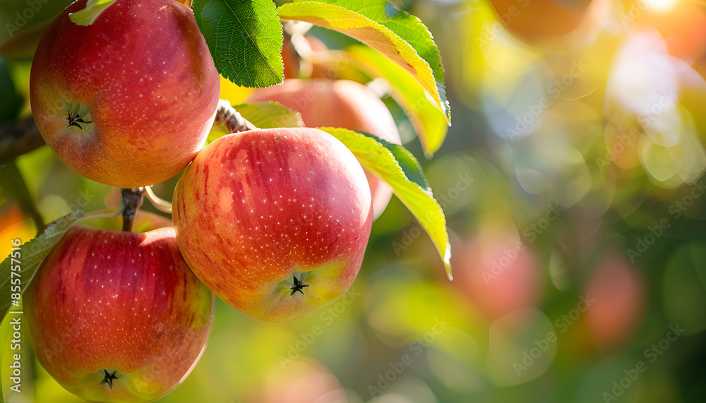 Red apples on tree ready to be harvested. Ripe red apple fruits in apple orchard Red apples on tree ready to be harvested. Ripe red apple fruits in apple orchard