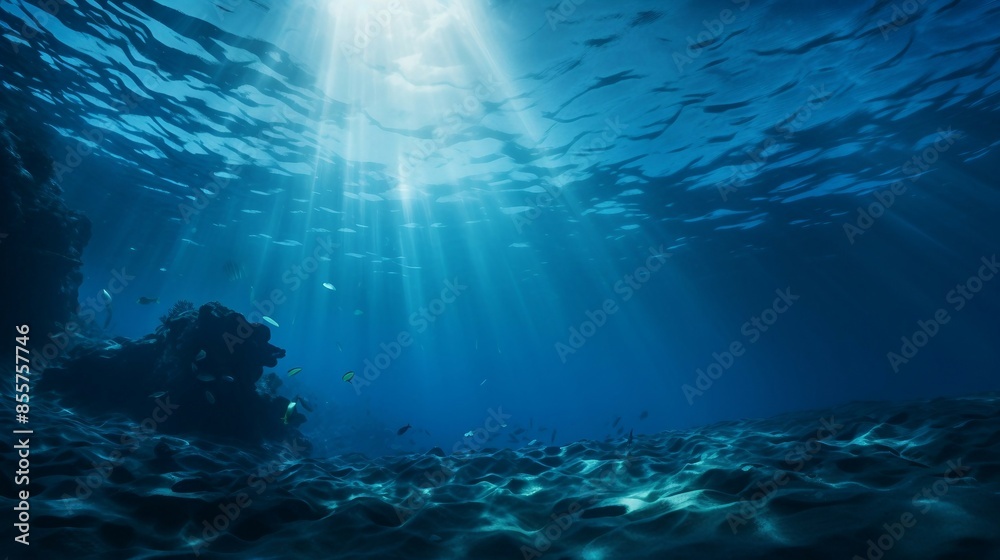 Sunlight Piercing Through The Ocean Surface Illuminating The Seafloor With Rays Of Light And A Variety Of Marine Life. Generative AI Sunlight Piercing Through The Ocean Surface Illuminating The Seafloor With Rays Of Light And A Variety Of Marine Life. Generative AI