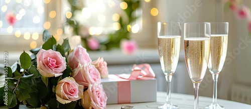 Table with rose flowers, en...