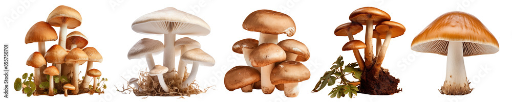 PNG Mushroom fungus plant cut out element set PNG Mushroom fungus plant cut out element set