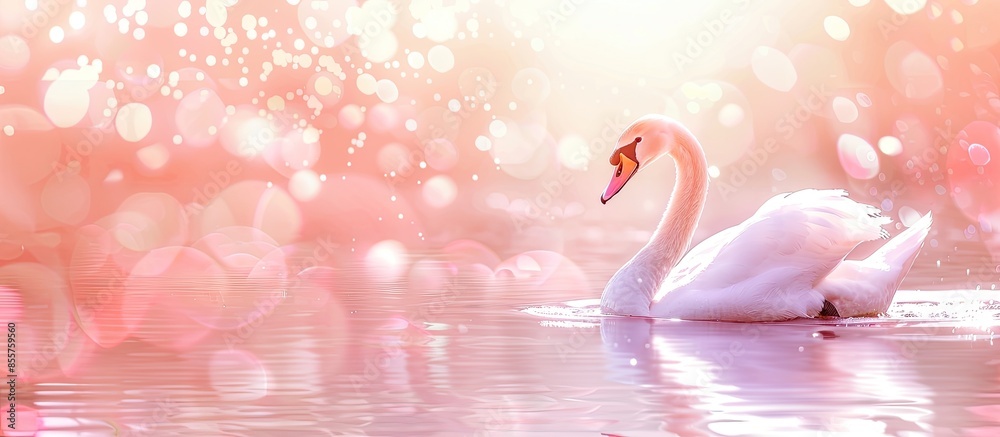 Fototapeta premium the beautiful swan pastel background Water Summer. with copy space image. Place for adding text or design