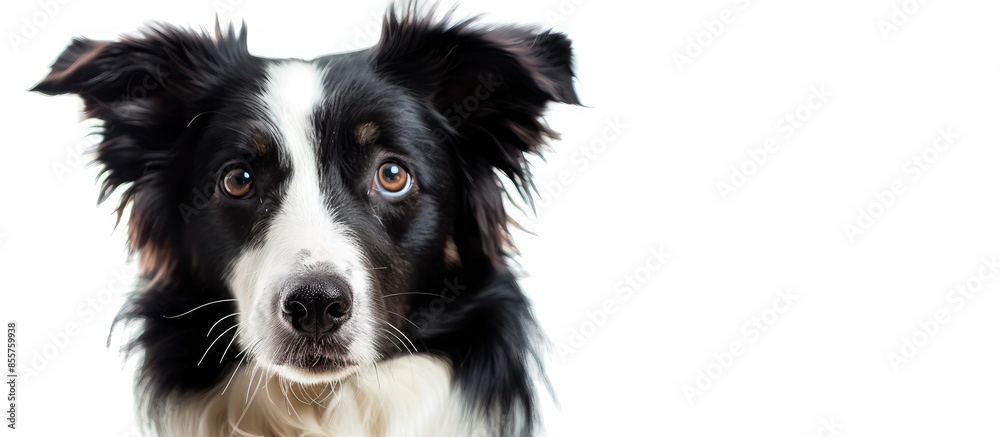 Sheepdog in front of a white background. with copy space image. Place for adding text or design Sheepdog in front of a white background. with copy space image. Place for adding text or design