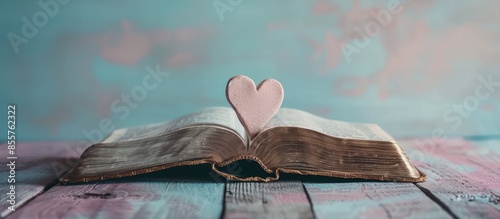 Open book Bible. On a woode...