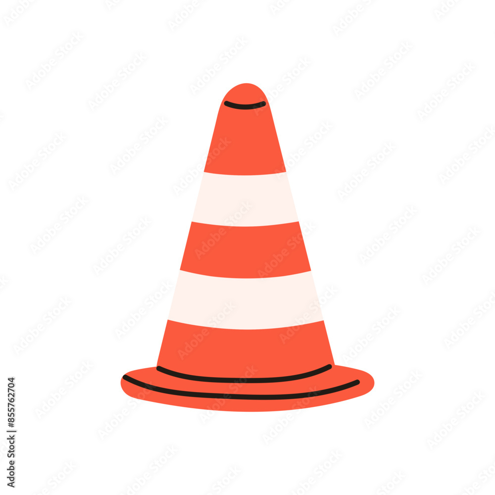 Traffic safety cone, reflective collars, durable pvc orange construction cones for home road parking use, caution, warning supplie, security for marking safe boundary, border flat vector illustration. Traffic safety cone, reflective collars, durable pvc orange construction cones for home road parking use, caution, warning supplie, security for marking safe boundary, border flat vector illustration.