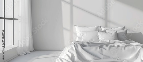 bed and  bedspread pillow w...