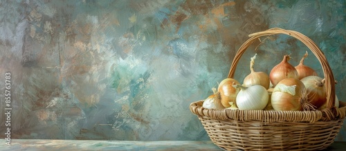 Still life of onions with w...
