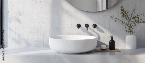 Round white sink in the bat...