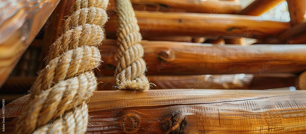 Curved woven hemp rope as decoration and security element for the ...