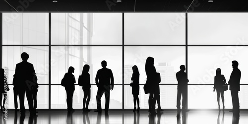 Silhouetted figures in a business presentation.