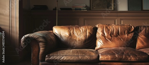 Leather couch in furnished ...