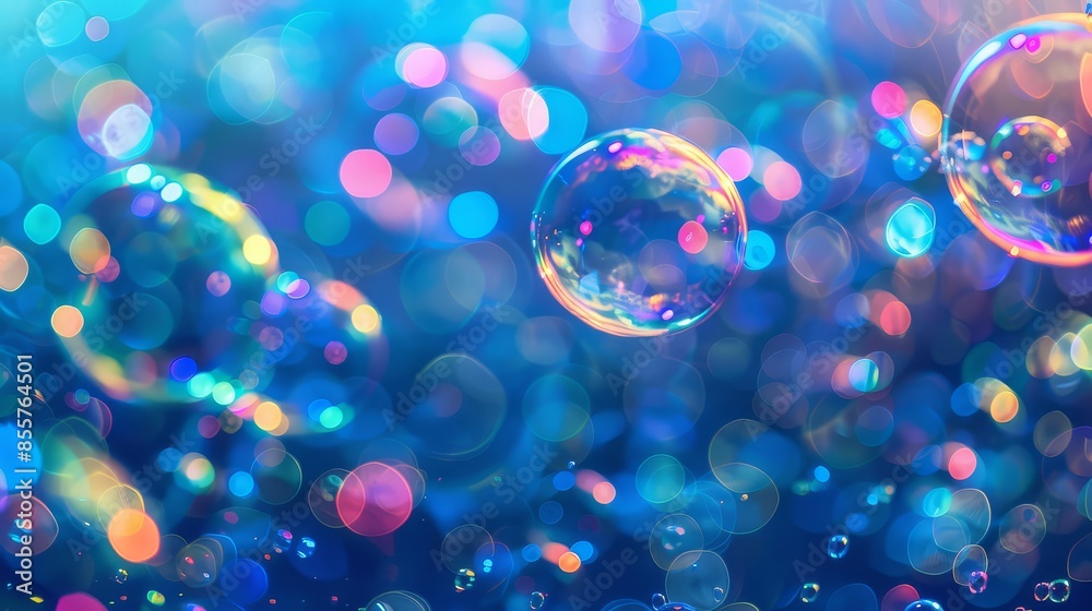 Dreamy glow of bubbles in dark night sky