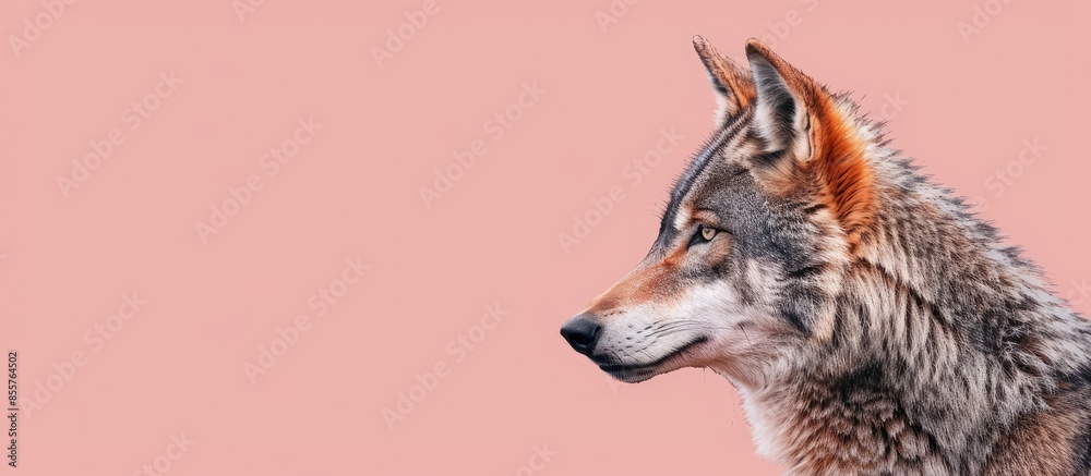 Fototapeta premium wolf Isolated on pastel background Wolf Isolated Nature. with copy space image. Place for adding text or design