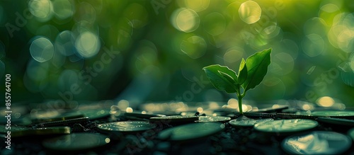 A seedling growing on a pil...