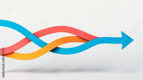 The Path to Success, Unifying Direction, Flowing Arrows Drive Business Concept, 3D render
