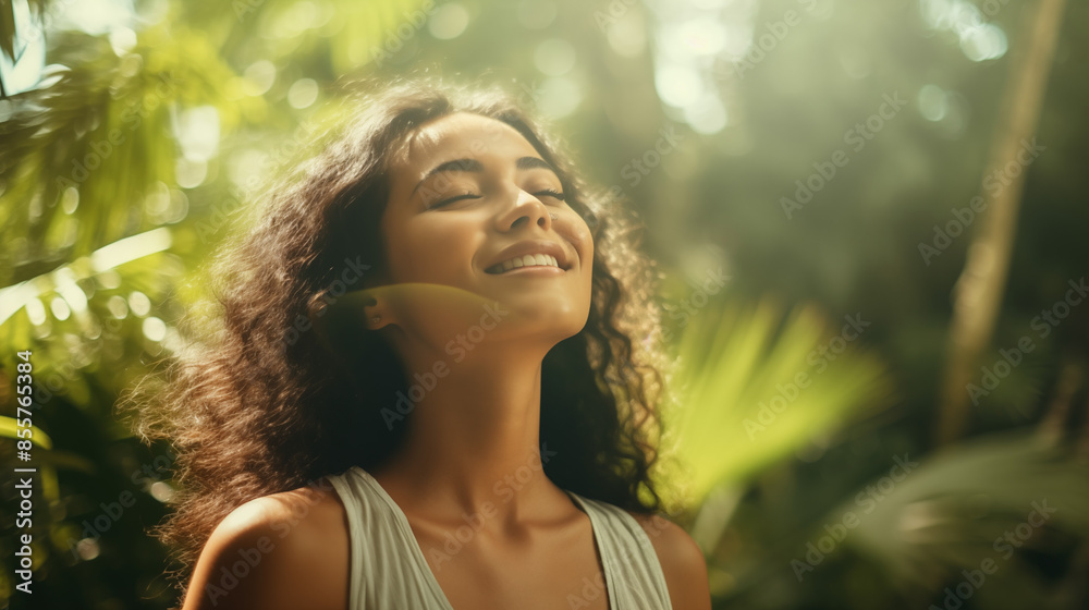 young beautiful woman enjoying the sun in the nature young beautiful woman enjoying the sun in the nature