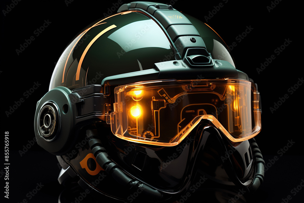Fototapeta premium Generative ai on theme of beautiful futuristic space helmet, autonomous programmable new technique