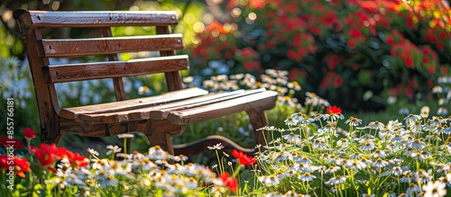 Wood chair in the flowers g...