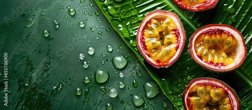 Ripe passion fruit, on a we...