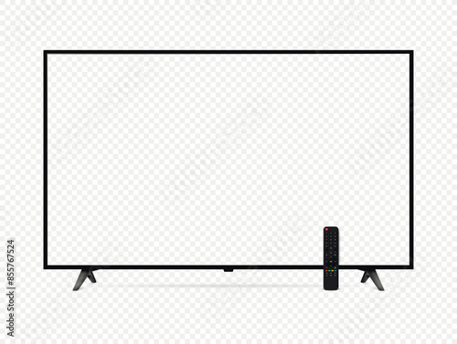 Modern oled tv with transparent screen isolated on transparent background