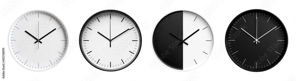 Black and white clock png cut out element set Black and white clock png cut out element set