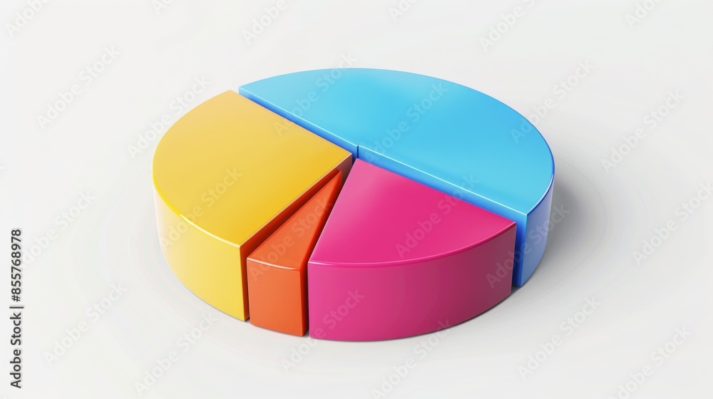 Fototapeta premium A pie chart illustrating market share percentages among competitors in the telecommunications sector
