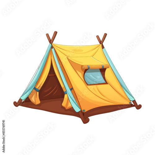 Tent in the form of a cute icon isolated on white background.