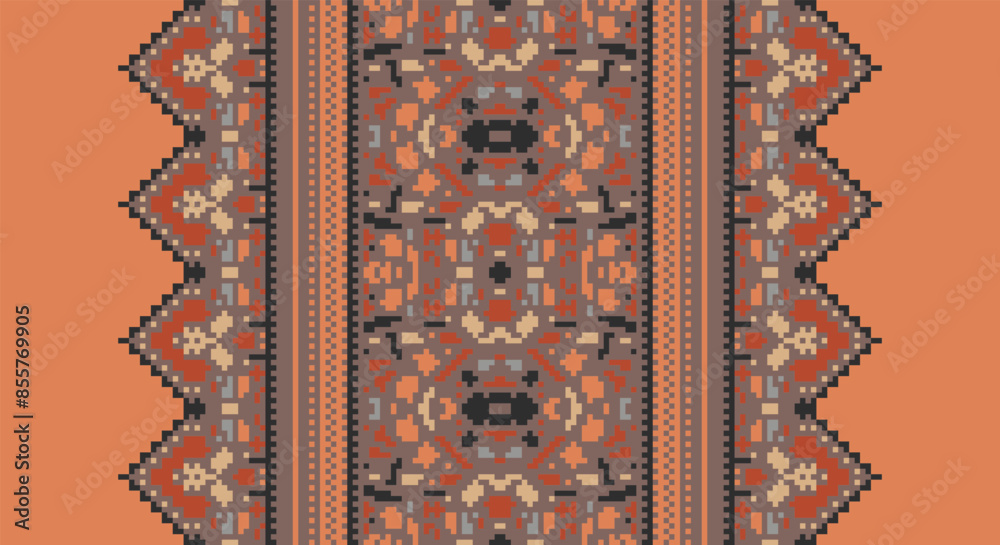 Ethnic Style Vector Seamless Pattern. Pixel Unique Geometric Vector Swatch. Ikat Perfect for Screen Background. Ethnic Style Vector Seamless Pattern. Pixel Unique Geometric Vector Swatch. Ikat Perfect for Screen Background.