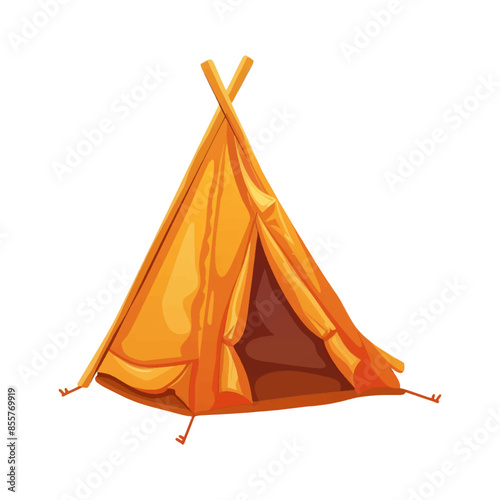 Tent in the form of a cute icon isolated on white background.