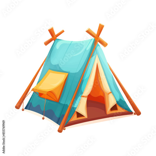 Tent in the form of a cute icon isolated on white background.