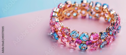 jewelry bracelet on pastel background  Isolated  Fashion. with copy space image. Place for adding text or design
