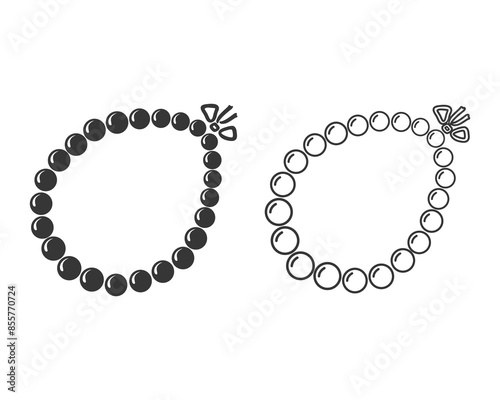 Beads necklace line icon flat vector