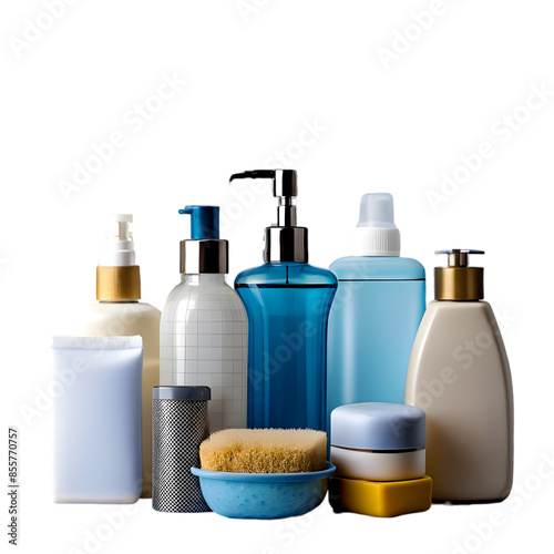 set of cosmetic bottles, toiletries mockup