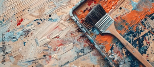 a tray for paint and a brus...