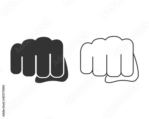 Hand fist emoticon line icon. Fist emoji raised protest concept icon vector