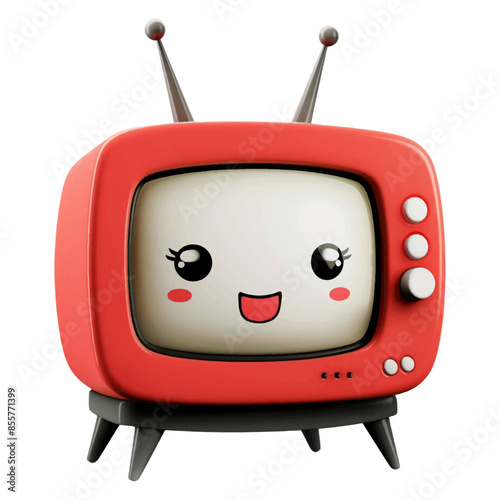TV in the form of a cute icon isolated on white background.