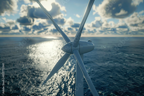 Generative ai on theme of wind power farm with rotation propellers, does not pollute environment