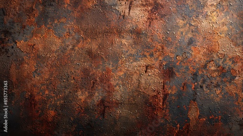Weathered metal panel exhibits corrosive damage and rust photo
